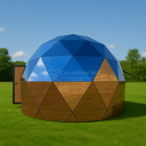 Domo Geodésico con paredes de cristal efecto espejo