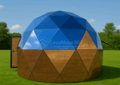 Domo Geodésico con paredes de cristal efecto espejo
